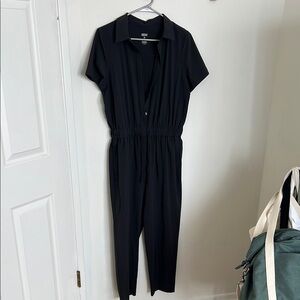 Girlfriend Collective black woven jumpsuit (short sleeve)